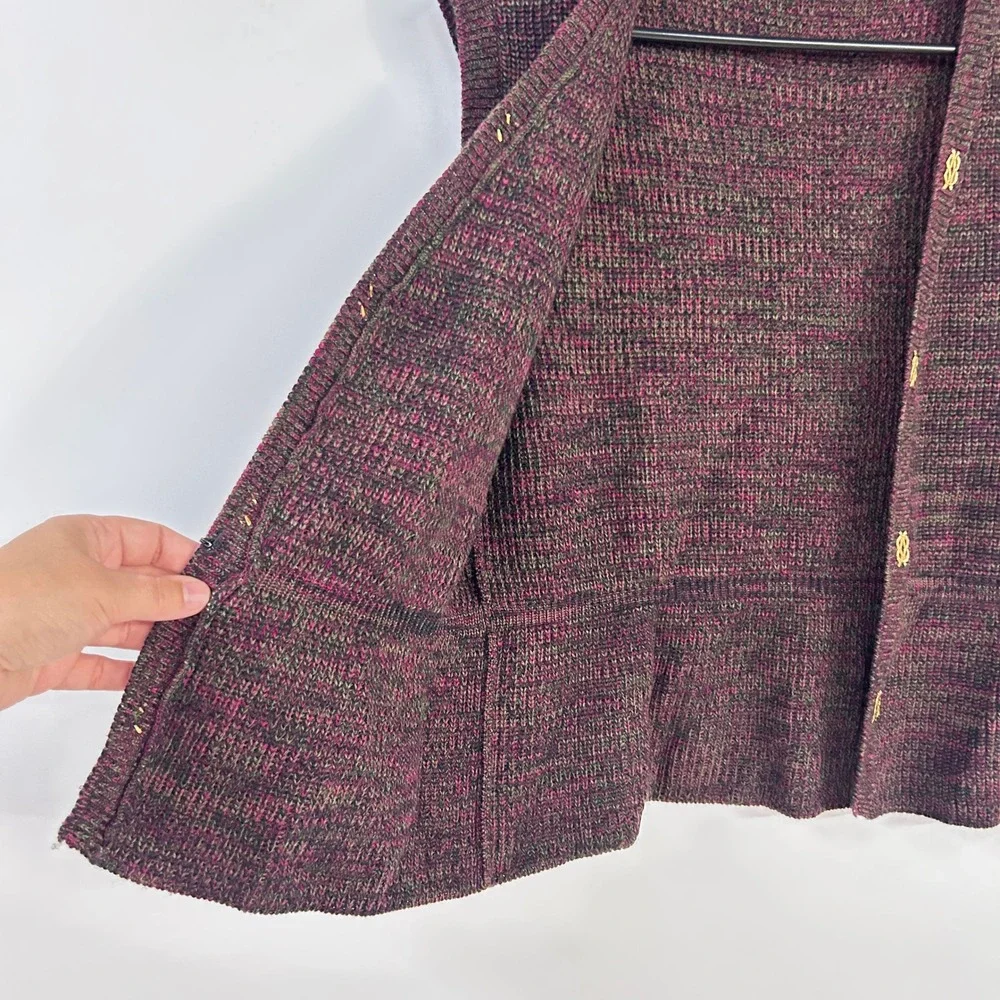 Magdeleine Poncet Vintage 70s French Knit Vest S M Gold Hardware Boho Retro